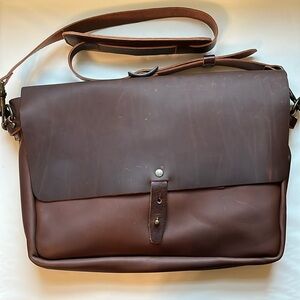 WP Standard brown leather messenger bag.